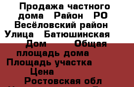Продажа частного дома › Район ­ РО, Весёловский район › Улица ­ Батюшинская 32 › Дом ­ 32 › Общая площадь дома ­ 56 › Площадь участка ­ 3 600 › Цена ­ 3 500 000 - Ростовская обл. Недвижимость » Дома, коттеджи, дачи продажа   